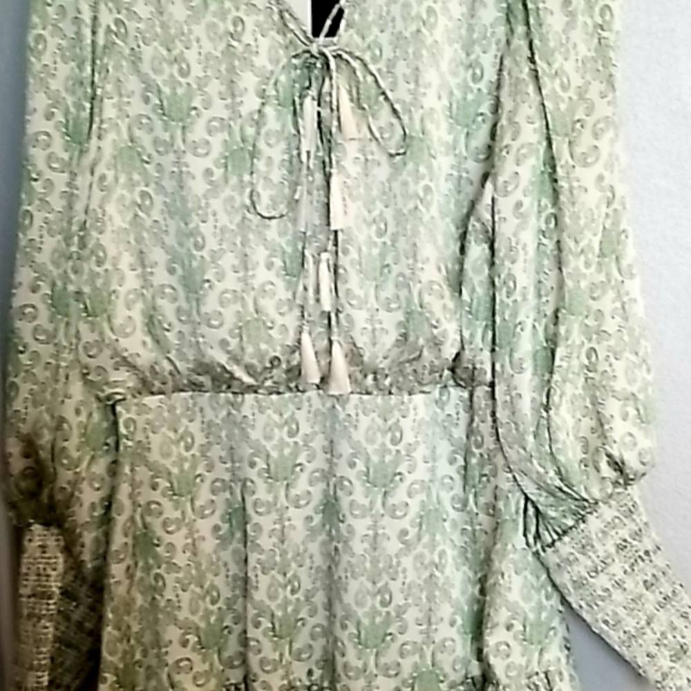 Sachin + Babi Green Pleated Tiered Sundress